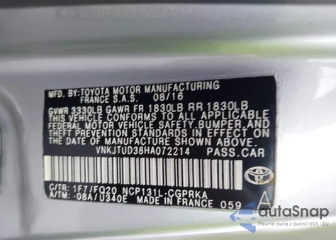 2017 Toyota Yaris L из США, поврежденный, VIN VNKJTUD38HA072214